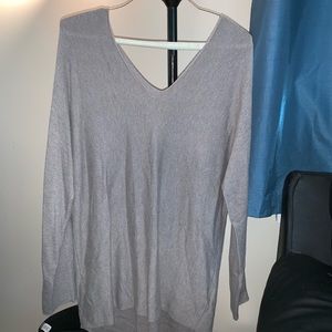 Gray V-neck, medium sweater